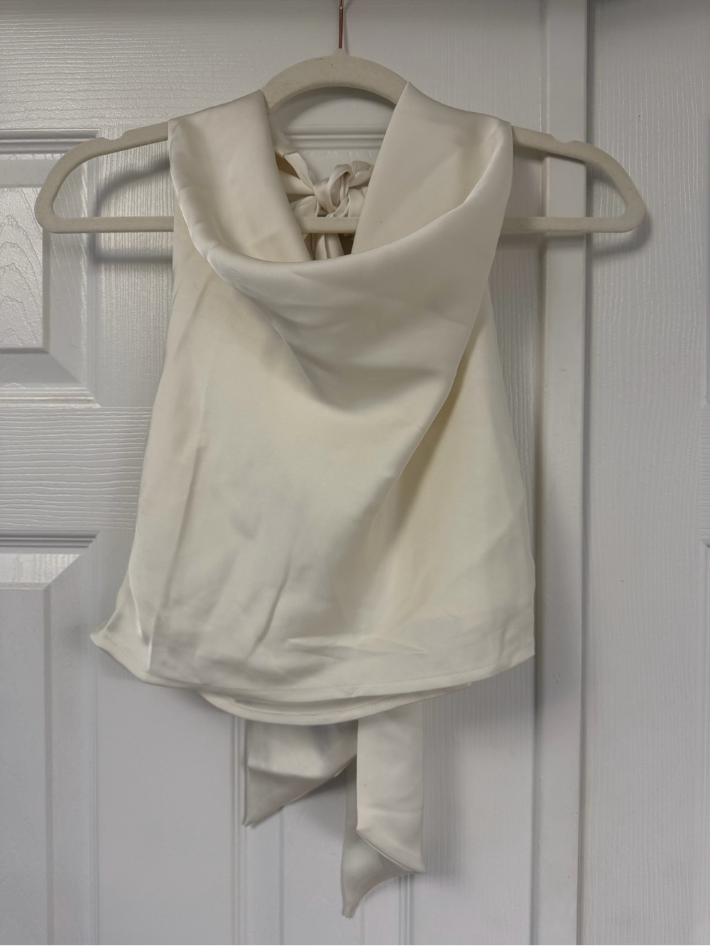 White Satin Halter Tie Top - Women - Picture 3 of 3
